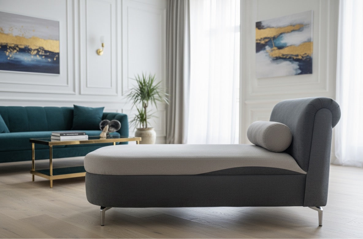 Modern Two-Tone Chaise Lounge Sofa