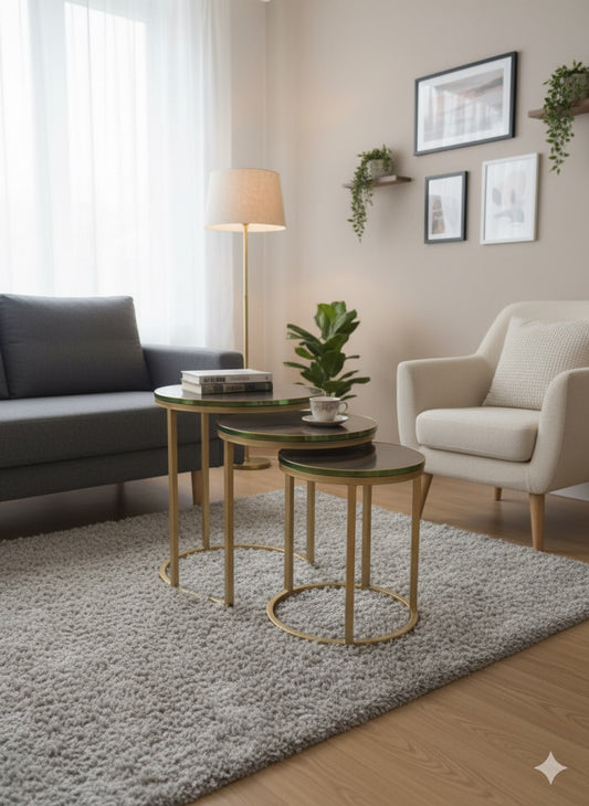 Stylish 3-Piece Round Nesting Coffee Table Set