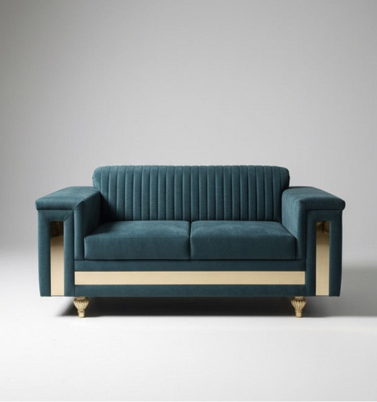 Teal Velvet Loveseat Sofa