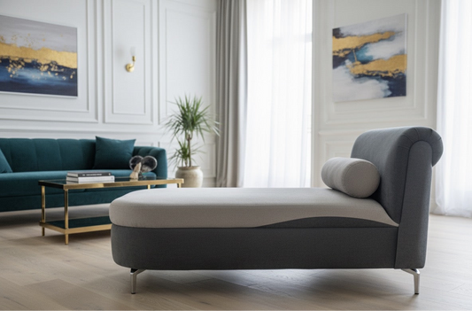 Modern Two-Tone Chaise Lounge Sofa