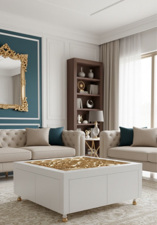 Gold & White Center Table