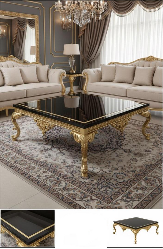 Luxury Black & Gold Center Table – Classic Royal Design
